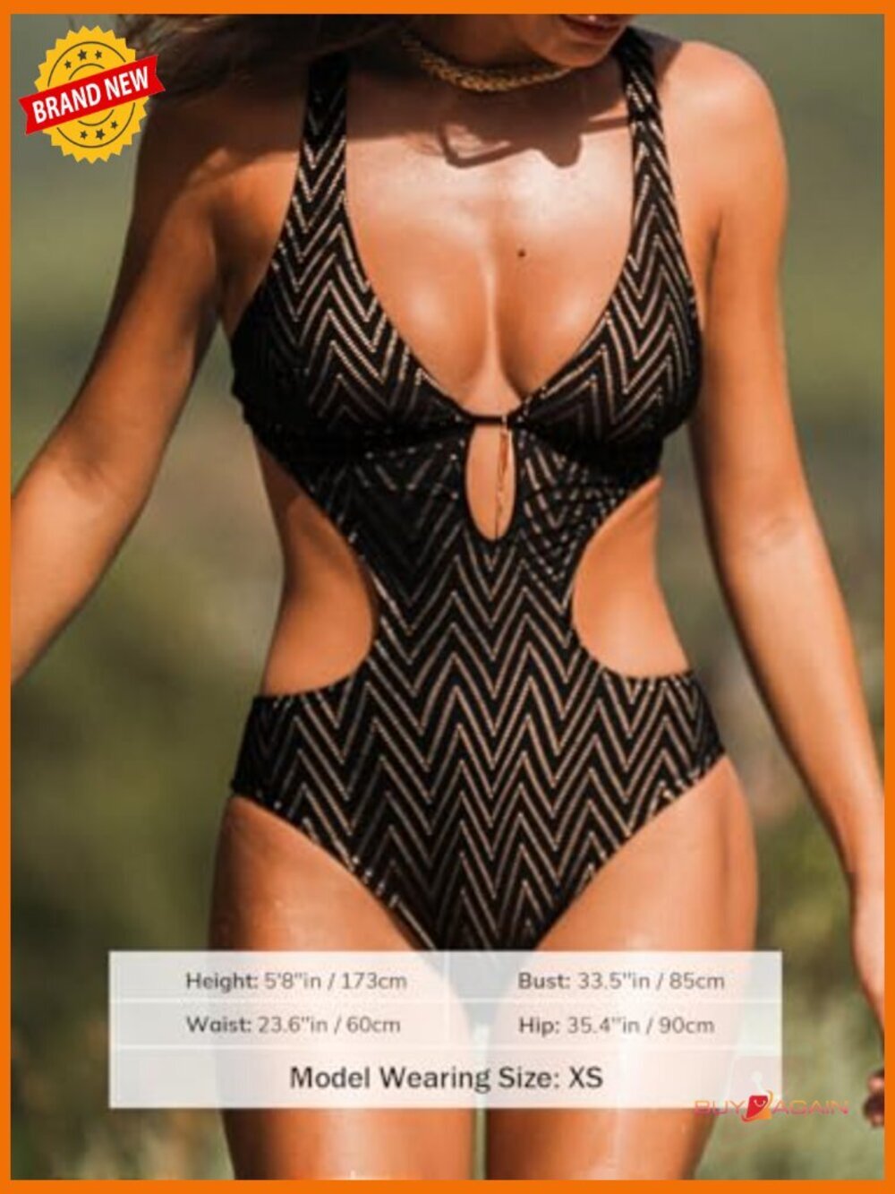 Monokini One Piece Swimsuit Halter Cutout Bathing Suit L - Picture 6 of 7